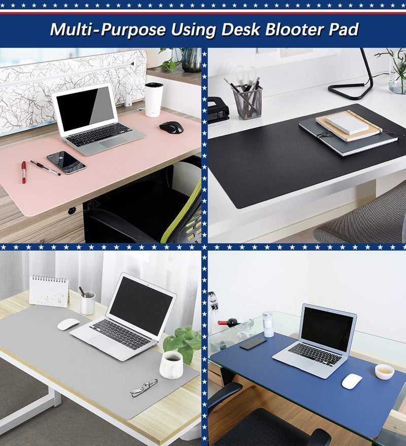[Australia - AusPower] - Dual-Sided Desk Mat PU Leather Blotter Pad for Desktop on Top of Office Computer Laptop Writing Gaming Décor Accessories Table Topper Protector Under Keyboard Mousepad Pads Waterproof 24X36 Inch Black 24" X 36" Inch Black/Black 