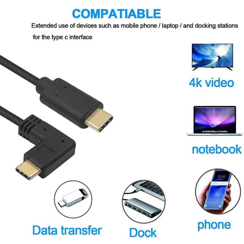[Australia - AusPower] - Poyiccot USB C to USB C Cable 6ft, 90 Degree Right Angle Type C to Type C Cable, USB-C Fast Charging Cable, USB 3.1 Type-C Male to Male Cable for Laptop & Mobile Phone Right Angle Male to Male Cable 