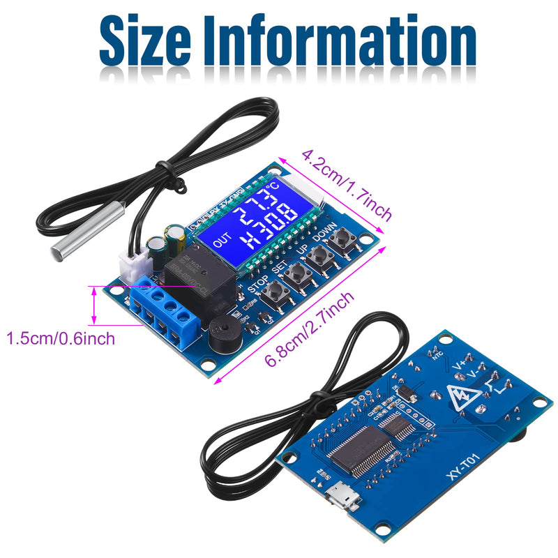 [Australia - AusPower] - 2 Pieces XY-T01 Electronic Temperature Controller, DC 6 - 30V 24V Digital Temperature Control Module -50°C to 100°C Digital Thermostat Temperature Control Switch Boards with Waterproof NTC Probe 