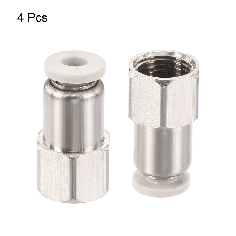 [Australia - AusPower] - MECCANIXITY Push to Connect Fittings 1/8PT Female Thread Fit 4mm Tube OD Nickel-Plated Copper Straight Union Fitting, Pack of 4 