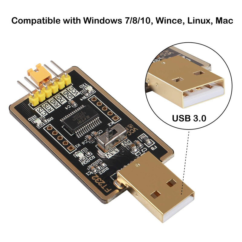 [Australia - AusPower] - FT232RL USB to TTL Adapter for Development Projects, USB to Serial Converter Module with Genuine FTDI USB UART Compatible with Windows 7/8/10/XP,Linux, Mac OS 