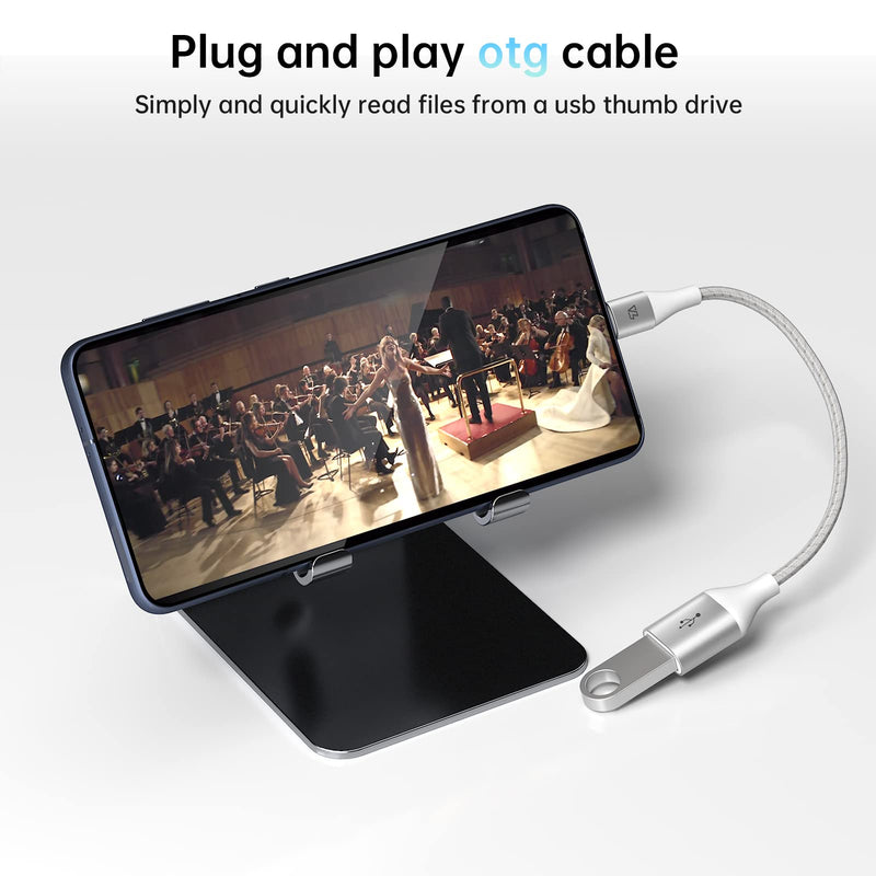 [Australia - AusPower] - Teleadapt Type C to USB Adapter, 10Gbps USB C to USB A Adapter for Galaxy S20/S10/S9, USB C to USB OTG Cable, USB C Male to USB 3.1 Female OTG Adapter Compatible for New MacBook Pro, iPad Air 2020 White Silver 