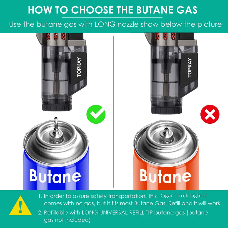 [Australia - AusPower] - Torch Lighter, Cigar Lighter, Triple Jet Flame Torch Lighters, Windproof Butane Refillable Gas Torch Lighters with a Gift Box, 2 Pack (Without Gas) Black 