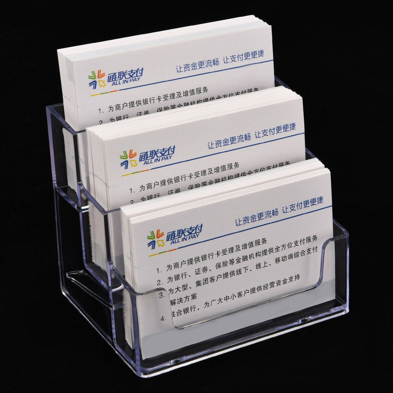 [Australia - AusPower] - 2 Pack Business Card Holder 3 Tiers Plastic Card Stand Organizer Clear Card Holder Display for Office, 180 Cards Capacity 2 