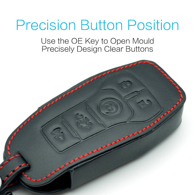 [Australia - AusPower] - Compatible with fit for 2015 2016 Ford Mustang F-150 F-450 F-550 MKZ MKC MKX Leather Keyless Entry Remote Control Key Fob Cover Case Protector, M3N-A2C31243300 