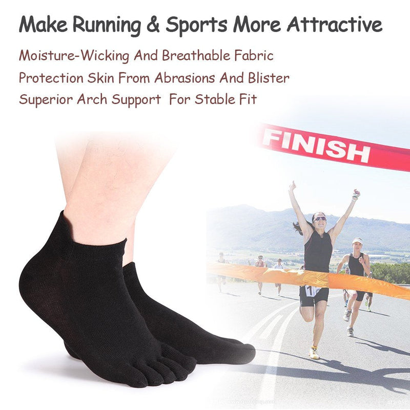 [Australia - AusPower] - Meaiguo Toe Socks No Show Running Five Finger Socks for Men Women 3-4 Pack Multicoloured 5-10 