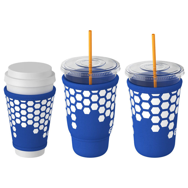 [Australia - AusPower] - GRIPSIE Coffee Cup Sleeves with Non-Slip Grip (3-Pack) Fits Medium & Large Drive-Thru Cups - Insulated Holders for Hot & Cold Drinks, Boba Tea, Shakes, Juice (Royal Blue) Royal Blue 