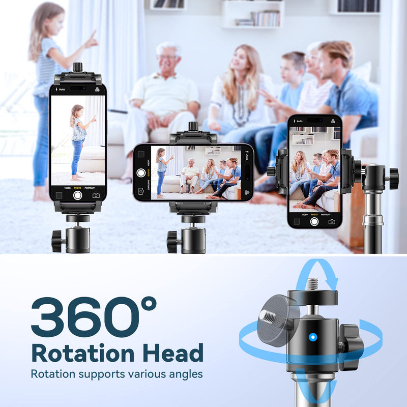 [Australia - AusPower] - KDD Cell Phone Tripod Mount Adapter with Ball Head, 360° Rotating Phone Holder Stand for Tripod with Cold Shoe, Smartphone Clamp Mount for iPhone 14 13 12 Pro Max Mini, Samsung, Selfie Stick (4.7-10") 