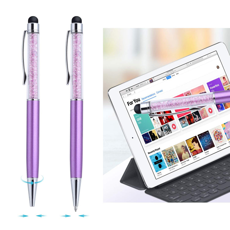 [Australia - AusPower] - Stylus Pens, OKRAY 6 Pack 2-in-1 Combo Slim Crystal Touch Pen Ballpoint with Black Ink Compatible with Pad/Tablet, iPhone, Android, Samsung Galaxy, HTC, Nexus and All Touch Screen Devices 
