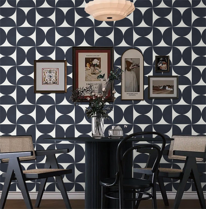 [Australia - AusPower] - Dimoon 78.7"x16.1"Geometric Peel and Stick Wallpaper Dark Blue and Grey Wallpaper Square Contact Paper Thicken Waterproof Modern Self Adhesive Removable Wall Covering Shelf Liner Decal Vinyl Roll 78.7''x16.1'' 