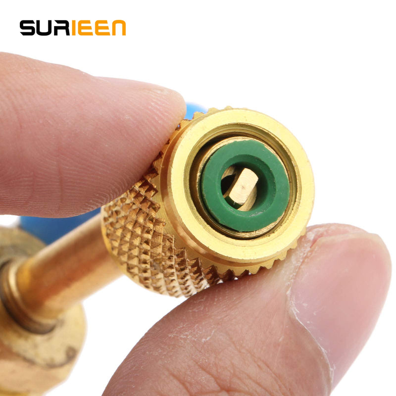 [Australia - AusPower] - SURIEEN 3 Pack R134A Angled Compact Shut-Off Ball Valve Adapter 3 Colors 1/4" SAE Thread Fits for HVAC Air Conditioning Refrigerant R134A R12 R22 R502 Charging Hoses Air Condition Refrigerant Tools 