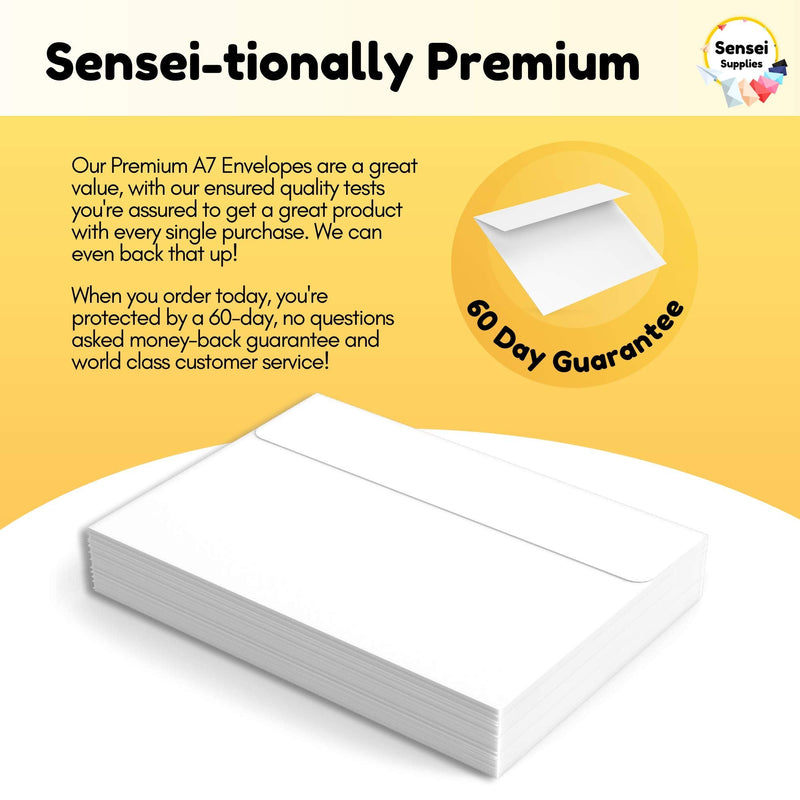 [Australia - AusPower] - 55 5x7 White Invitation Envelopes - for 5x7 Cards - A7 - (5 ¼ x 7 ¼ inches) - Perfect for Weddings, Graduations, Baby Showers - 120 GSM - 32lb/80lb Text - Peel, Press & Self Seal - Square Flap 55 