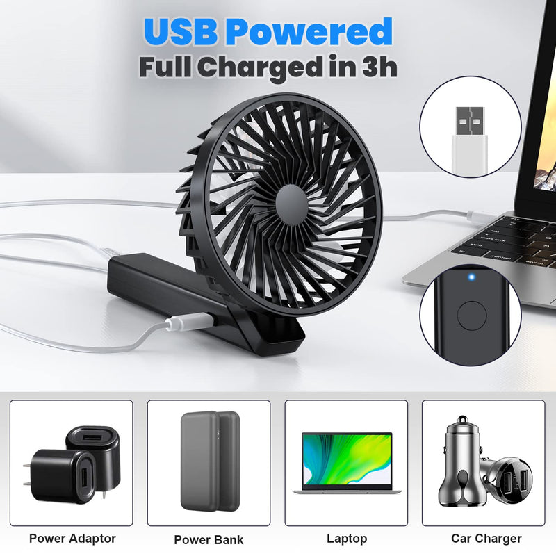 [Australia - AusPower] - VersionTECH. Handheld Fan, Small Portable Personal Mini Desk Table Folding Fan with USB Rechargeable Battery Operated Electric Fan for Office Outdoor Sport Household Traveling Camping (black) black 