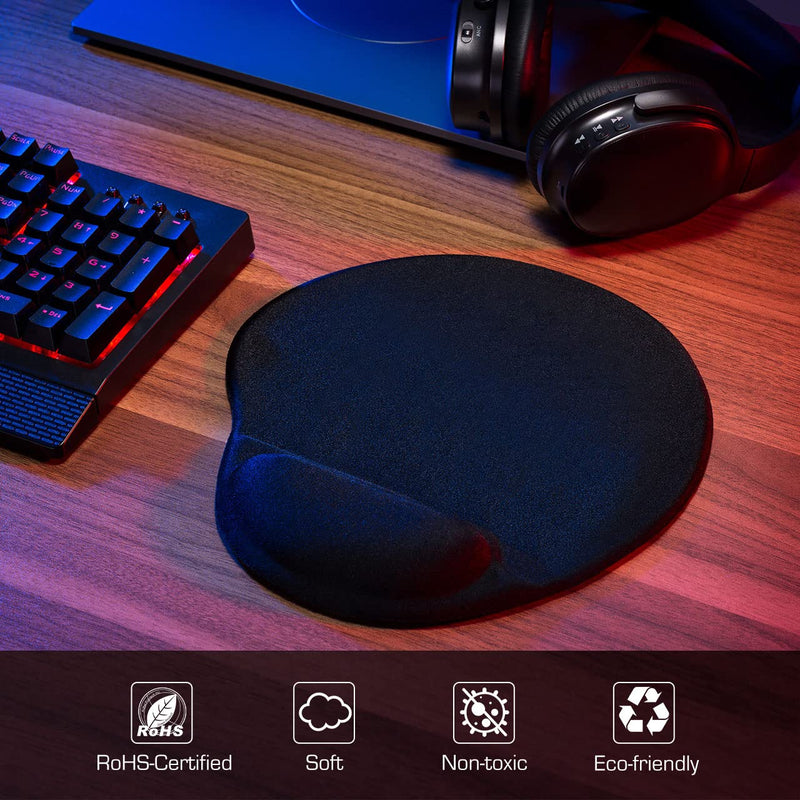 [Australia - AusPower] - Mouse Pad with Wrist Support Gel, Ergonomic Mouse Pad with Wrist Rest,Pain Relief Mouse pad with Non-Slip PU Base,Comfortable Computer Mouse Pad for Laptop for Office & Home, 9.8 x 8.6 in, Black 