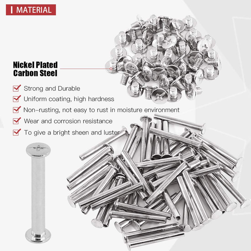 [Australia - AusPower] - Hilitchi 50 Sets M5 x 40mm Phillips Chicago Screw Posts Binding Screws Assortment Kit for Scrapbook Photo Albums Binding, Leather Repair M5 x 40mm-50Sets 