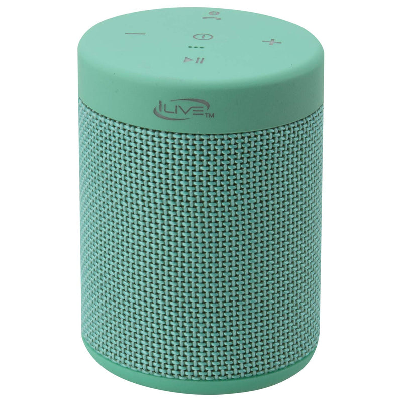[Australia - AusPower] - iLive Waterproof Fabric Wireless Speaker, 2.56 x 2.56 x 3.4 Inches, Built-in Rechargeable Battery, Turquoise (ISBW108TQ) 