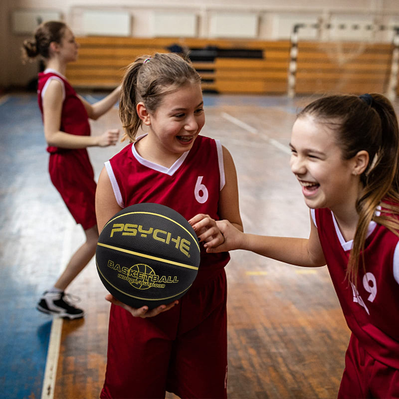 [Australia - AusPower] - Wisdom Leaves Rubber Basketball(27.5") Size 5 for Kids/Youth,(29.5'') Size 7 Basketball for Adults Elders Outdoor Indoor Pool Play Games Black 