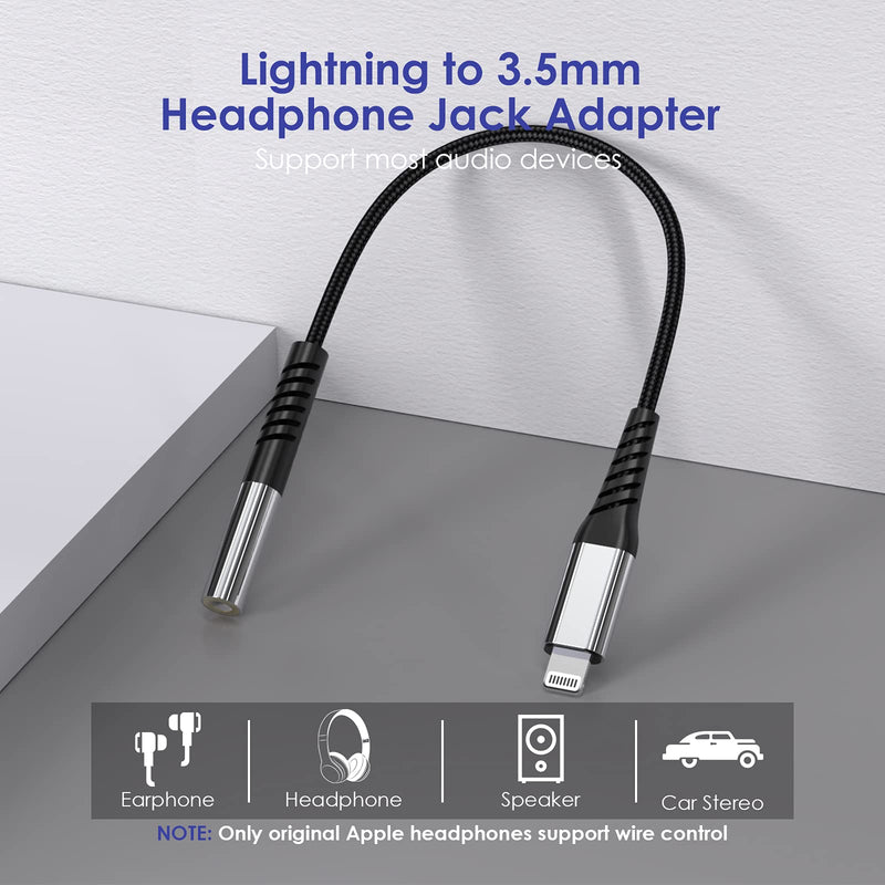 [Australia - AusPower] - Lightning to 3.5mm Adapter, [ MFi Certified] MOOU iPhone Headphone Jack Adapter Lightning to Aux Audio Dongle Cable Compatible with iPhone 13/12 Mini/12 Pro/11/11 Pro/11 Pro Max/SE/X XR XS 8 7 Bright silver 