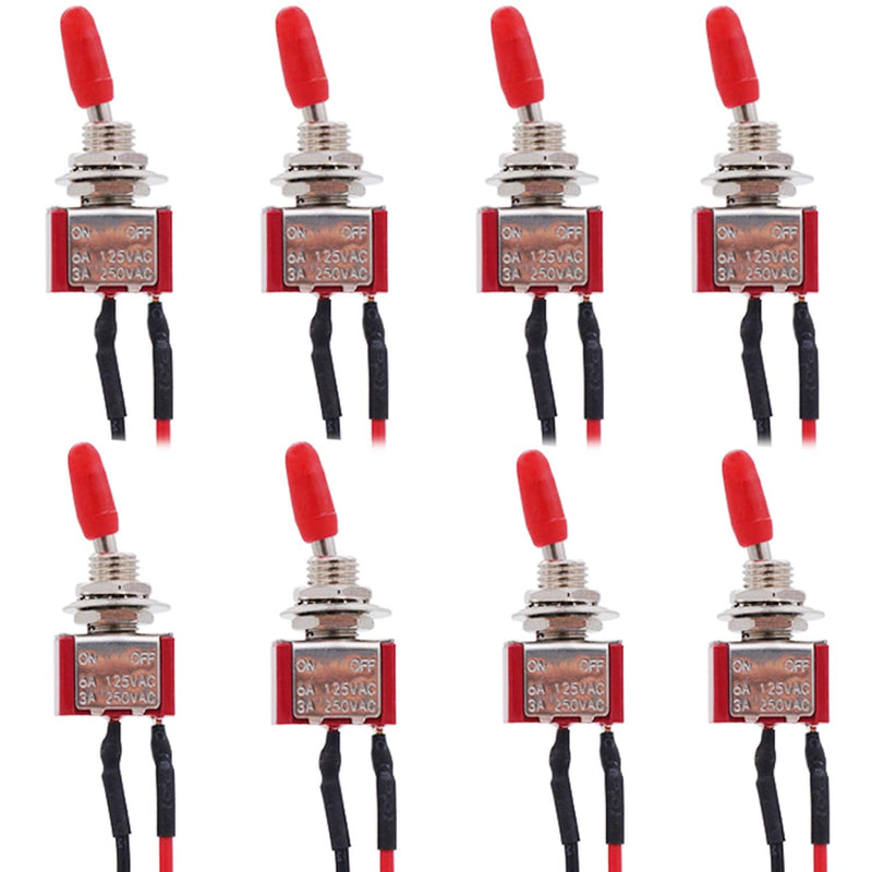 [Australia - AusPower] - Twidec/8Pcs Mini Toggle Switch SPST 2 Position 2 Pins ON/Off AC 125V 5A AC 3A 250V with Pre-soldered Wires MTS-101-X 