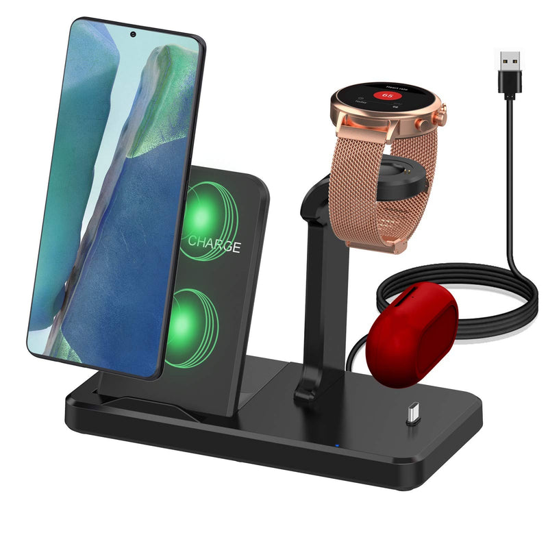 [Australia - AusPower] - Kartice Compatible with Fossil Gen 6 Charger Multiple Charger with Type C Charge Port 3 in 1 Wireless Charger Stand Station for Fossil Gen 5E/4/S22 Ultra/S22+/Buds Pro/Gen 5 Julianna Carlyle Charger 