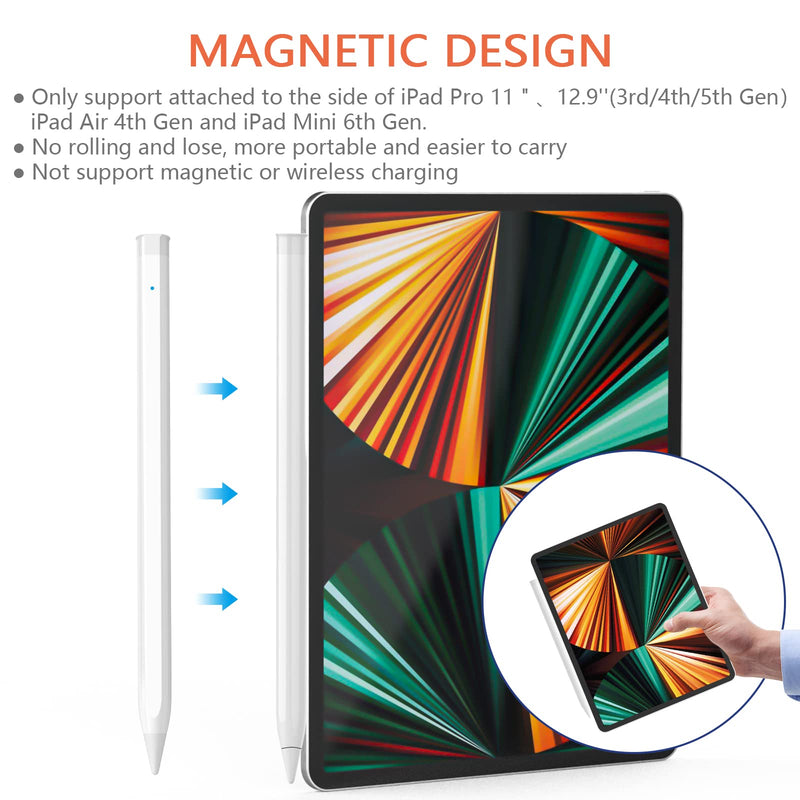 [Australia - AusPower] - RICQD Stylus Pencil Compatible with (2018-2021) Apple iPad, with Palm Rejection, Tilt & Magnetic Function, Pen for iPad 9/8/7/6th, Pro 12.9/11, Air 4th/3rd, Mini 6/5th Generation, Writing/Drawing Pen 