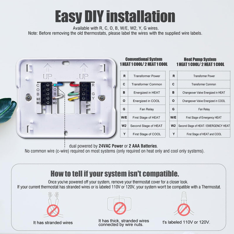 [Australia - AusPower] - Aowel AW721 Non-Programmable Heat Pump Thermostat and Conventional Thermostats for Home 2 Heat 1 Cool, with Display Indoor Temperature and Humidity 