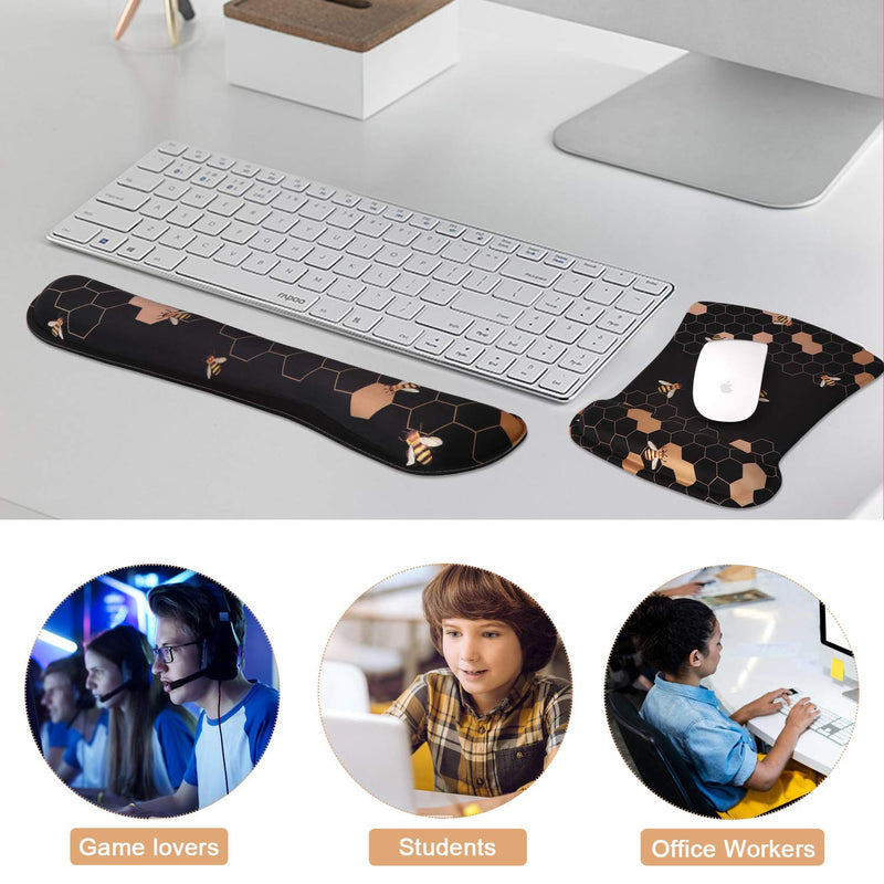 [Australia - AusPower] - iCasso Keyboard Wrist Rest and Mouse Wrist Rest Pad, Made of Memory Foam, Ergonomic Support, Easy Typing and Relieve Wrist Pain, Perfect for Gaming, Computer, Office, Laptop (A-Honeycomb) A-honeycomb 