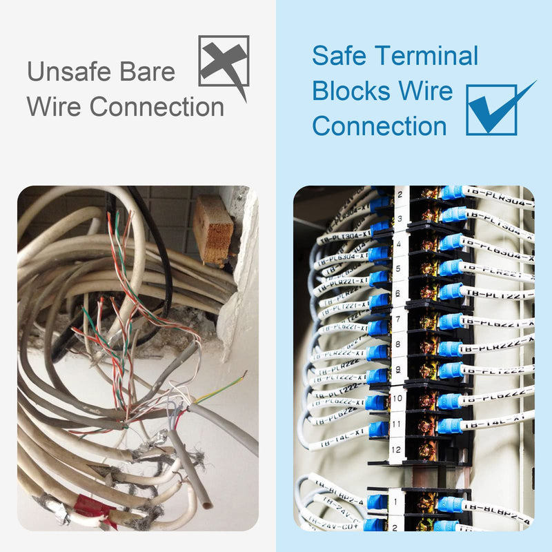 [Australia - AusPower] - Terminal Block,2 Pack 2 Circuits 20-30A 200v-450v Dual Row Screw Terminals Strip +8 PCS Heat Shrink Wire Connectors 20 Amps 