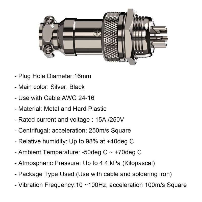 [Australia - AusPower] - Clyxgs Aviation Plug 5-Pin 16mm Metal Male Female Panel Connector GX16-5(Pack of 10) 5 Pin 