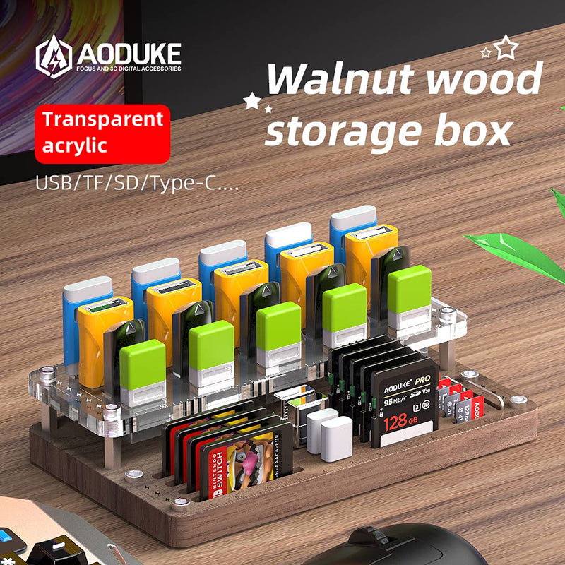[Australia - AusPower] - AOJUE Wooden Memory Card Case TF Cards Box and USB Drive / SD Card Holder Desk,Micro SD Card Case,Memory Card Case, Memory Card Carrying Case -AJSNH03MY Upgrade extended style 