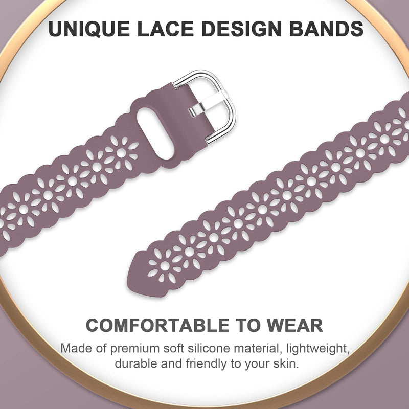 [Australia - AusPower] - RTBLE 20mm Bands Compatible with Samsung Galaxy Watch 4 Band 40mm 44mm/Watch 4 Classic 42mm 46mm/Watch 3 41mm/Active 2 40mm 44mm Watch Band, Soft Silicone Smart Watch Band Replacement Strap for Women Smoke Violet 