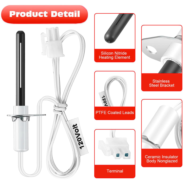 [Australia - AusPower] - 201657-03S Furnace Flame Sensor Hot Surface Ignitor 20165703S Replacement 201657-03,601TB, 20165702, 20165702S,0230K00001, IGN02004 For Forced Air Gas Furnace 120V Igniter 