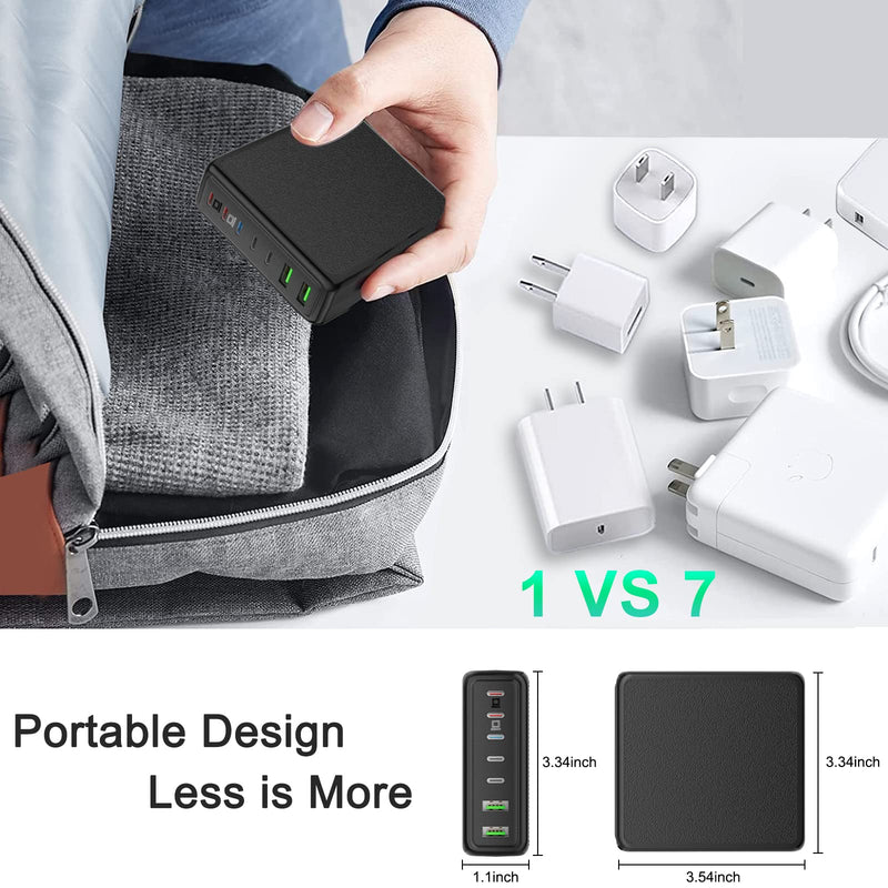 [Australia - AusPower] - USB C Charger, 220W 7-Port Desktop USB C Charging Station, 2x65W Ports USB C Laptop Charger Compatible with MacBook Pro/Air, iPad Series,iPhone 14/13/Mini/Pro/13Pro Max/12 Samsung Galaxy Note and More 
