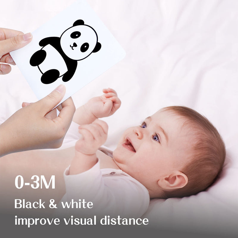 [Australia - AusPower] - 50 Pages Visual Stimulation Flashcards, 25 PCS Black and White Baby Visual Stimulus Cards Sensory Developmental Black White Card Set for Newborn Baby 0-3 Months (5.5” X 5.5”) 