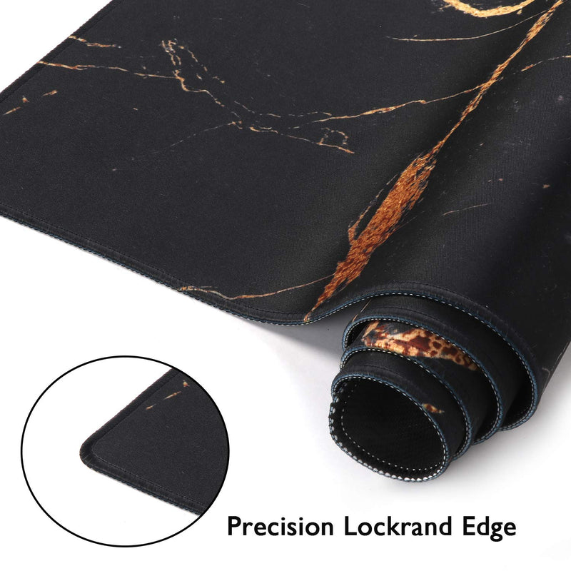 [Australia - AusPower] - iLeadon Extended Gaming Mouse Pad - Non-Slip Water-Resistant Rubber Base Computer Keyboard Mouse Mat, Desk Pad 35.1 x 15.75-inch 2.5mm Thick XX-Large, Ideal Partner for Work & Game,Black Gold 3-Black Gold 