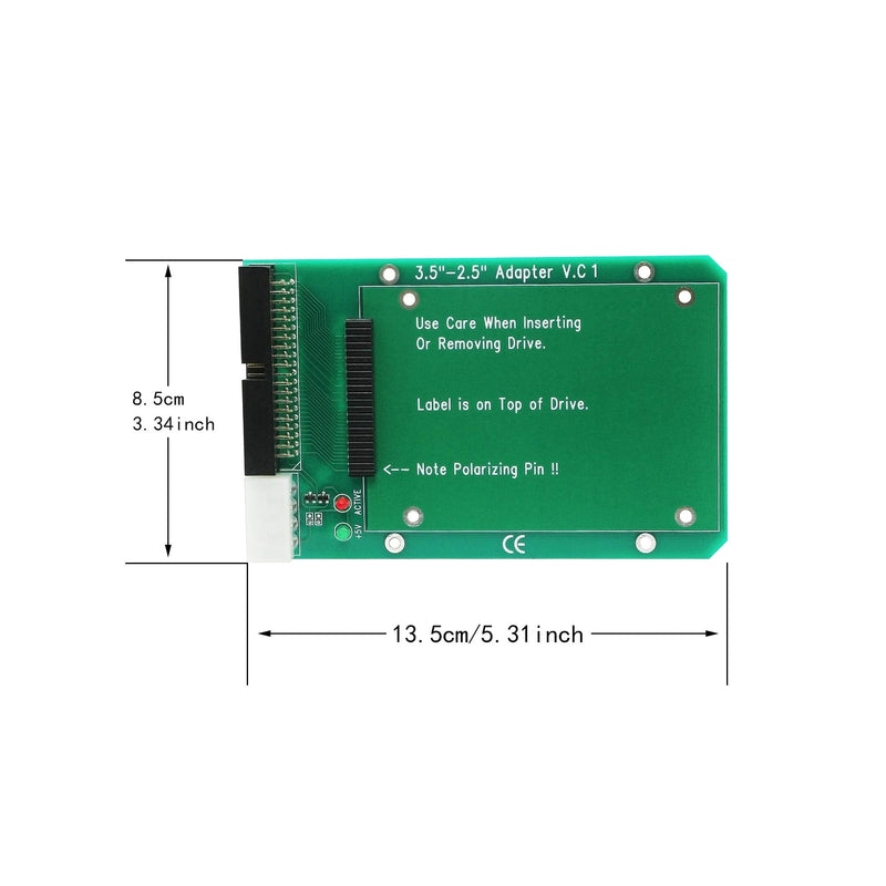 [Australia - AusPower] - SinLoon 2.5 to 3.5 IDE Adapter,2.5 Inch 44 Pin Hard Disk Drive Laptop IDE to 40 Pin 3.5 Inch Desktop PC PATA Port Converter Card 
