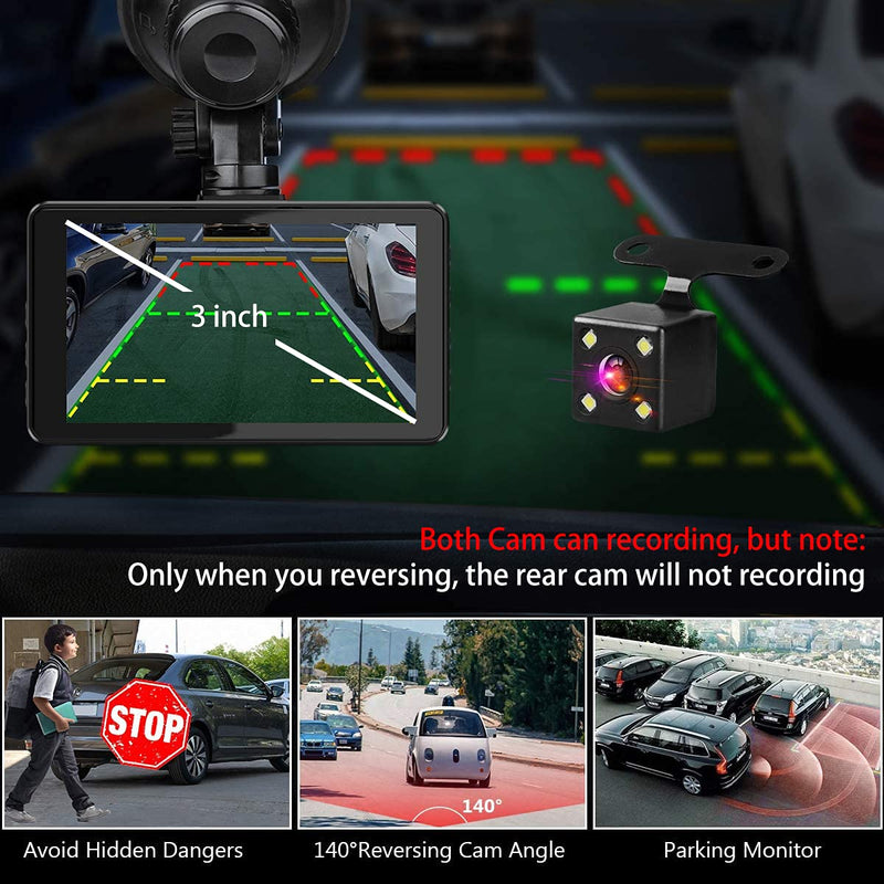 [Australia - AusPower] - Dash Camera for Cars, Super Night Vision Dash Cam Front and Rear with 32G SD Card, 1080P FHD DVR Car Dashboard Camera with G-Sensor, WDR, Parking Monitor, Loop Recording, Motion Detection 【2022】 