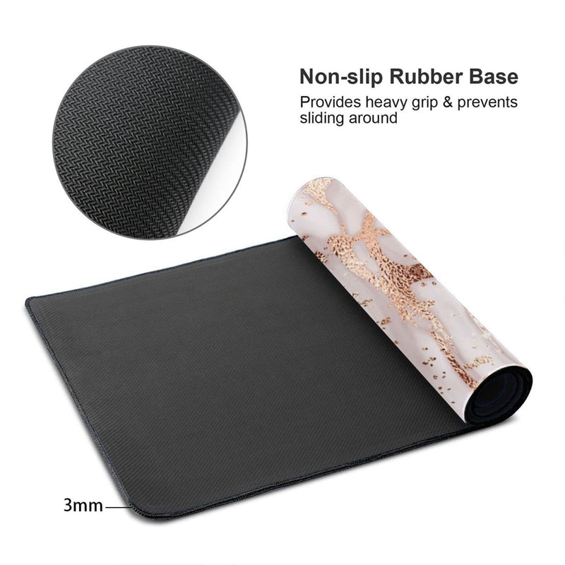 [Australia - AusPower] - Rose Gold Marble Mouse Pad for Women and Girls Gaming XL Large Mousepad Cute Desk Mat Long Extended Big Keyboard Pads Table Accessories for Gaming and Office 31.5 X 11.8 Inch Rose Gold Marble One Size 
