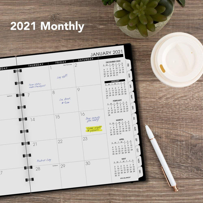 [Australia - AusPower] - 2021 Monthly Planner by AT-A-GLANCE, 9" x 11", Large, Wirebound, Move-A-Page, Black (70260E0521) 2021 Old Edition 