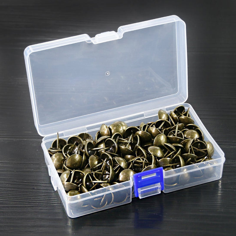 [Australia - AusPower] - Hilitchi 200 Pieces 5/8'' (16mm) Round Dome Head Vintage Decorative Upholstery Nails Tacks Furniture Sofa Thumb Tacks Nails Pins with Clear Plastic Case (Bronze) Bronze 