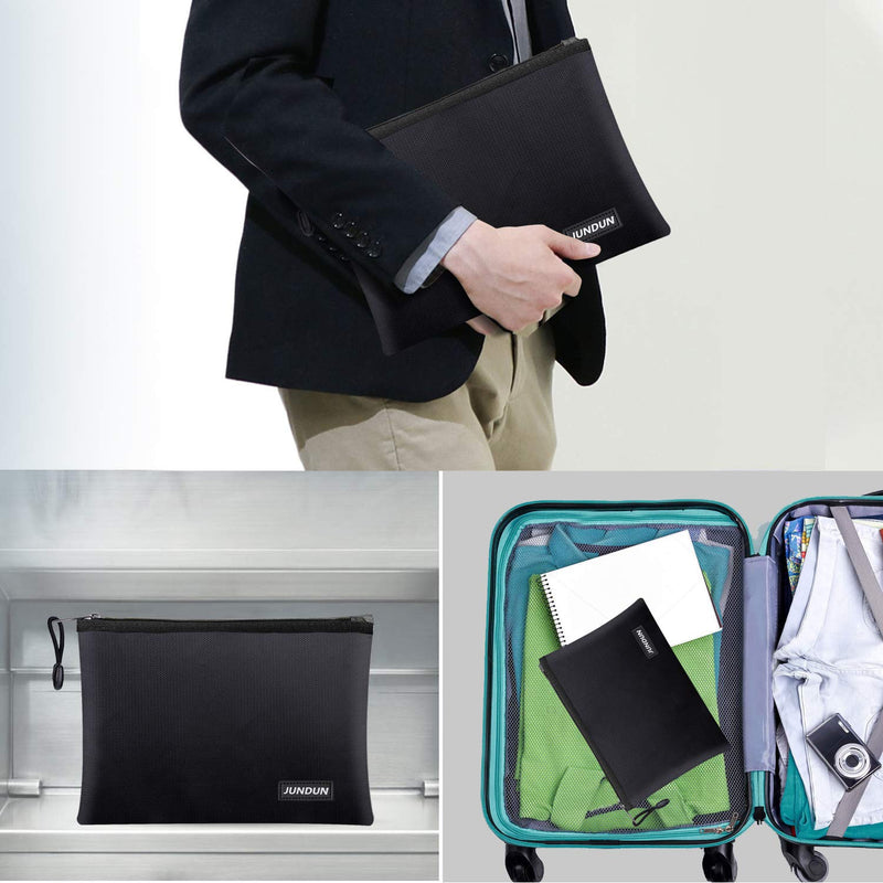 [Australia - AusPower] - JUNDUN Fireproof Document Bags,13.4”x 9.4”Waterproof and Fireproof Money Bag,Fireproof Safe Storage Pouch with Zipper for A4 Document Holder,File,Cash and Tablet 