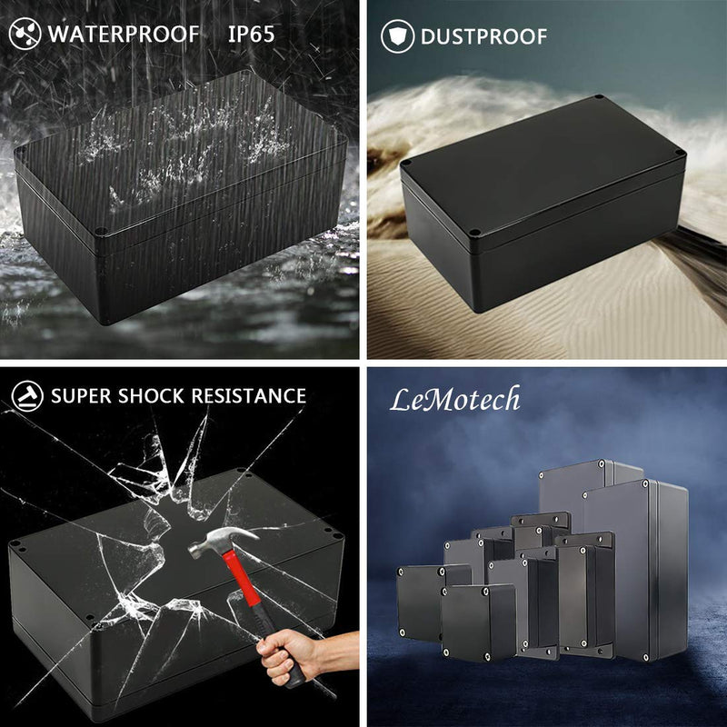 [Australia - AusPower] - LeMotech Project Box ABS Plastic IP65 Waterproof Dustproof Electrical Junction Box Outdoor Enclosure for Electronics Black 7.87 x 4.72 x 2.95 inch (200 x 120 x 75 mm) 7.87"x 4.72"x 2.95" 1 pack 