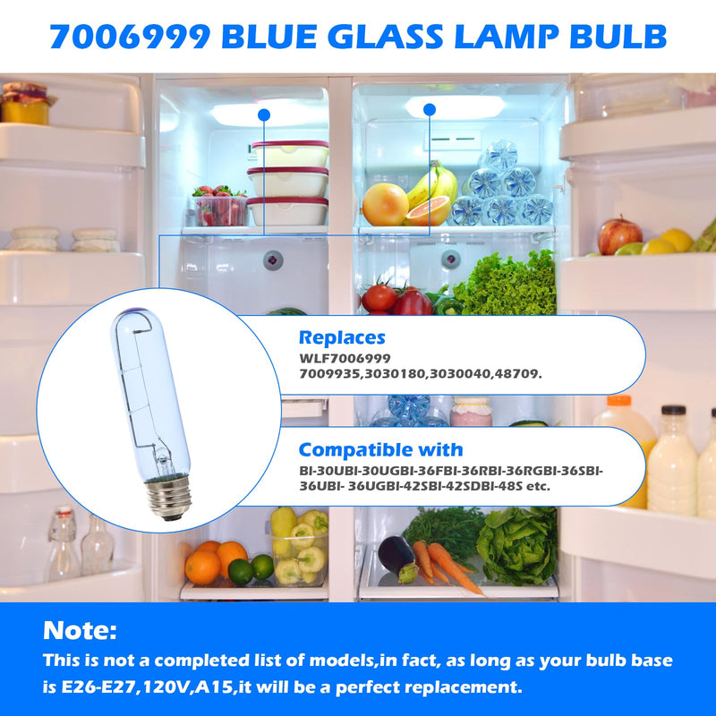 [Australia - AusPower] - AQDD 7006999 Fridge Light-Blue Glass Replacement Bulb for Sub-Zero - Fits E26 40W Socket- 2 Pack 