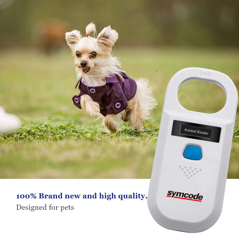 [Australia - AusPower] - Pet Microchip Reader Scanner, Symcode RFID EMID Animal Handheld Reader Pet ID Chip Scanner Pet Tag Scanner with High Brightness OLED Display for Dog Cat Pet Tracking and Management White 