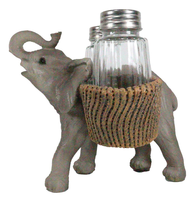 [Australia - AusPower] - Ebros Savanna Calls Trumpeting Elephant Glass Salt And Pepper Shakers Holder Figurine Decor Set 5.75"L 