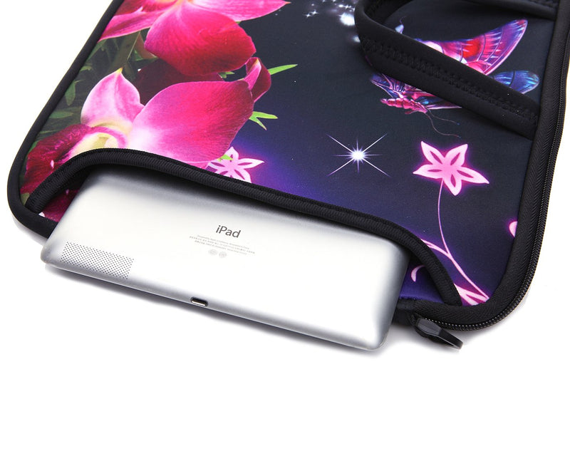[Australia - AusPower] - 11-Inch to 12-Inch Neoprene Laptop Sleeve Case Bag with shoulder strap For 11", 11.6", 12" Ultrabook/Acer/Asus/Dell/HP/Toshiba/Lenovo/Chromebook (Pink flower) Pink Flower 