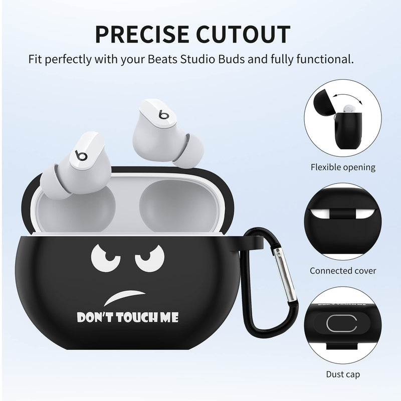 [Australia - AusPower] - CACOE Silicone Case Cover for Beats Studio Buds/Beats Studio Buds + 2023,Protective Skin Beats Studio Buds Plus Cases Shockproof Cute Funny Print Accessories with Keychain（Black） Black 