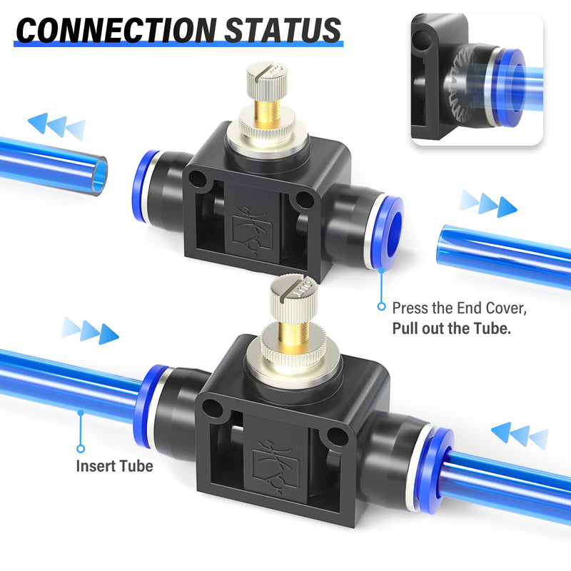 [Australia - AusPower] - TAILONZ PNEUMATIC Air Flow Control Valve with Push-to-Connect Fitting, in-Line Speed Controller Union Straight - 8MM Tube OD x 8MM Tube OD SCF-8 （Pack of 5） 