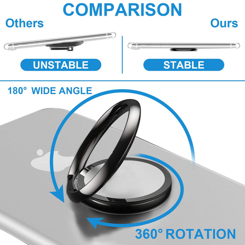 [Australia - AusPower] - Rngeo Finger Ring Stand & Magnetic Mount Set, Pack of 4 Universal Thin 360 Degree Rotation Phone Rings & Air Vent Cell Phone Holder for Car, Compatible with All iPhone & Android Smartphones 