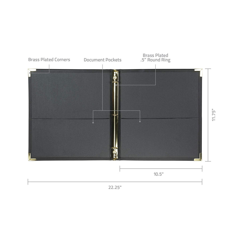 [Australia - AusPower] - Samsill Classic Collection Executive Presentation 3 Ring Binder/Portfolio Binder, Half Inch Binder, Brass Round Ring (Holds 100 Sheets), Black .5 Inch 